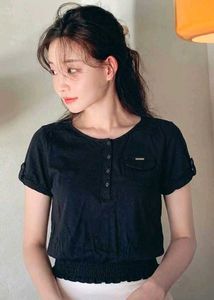 New with tag Chic Black Button-Up Short-Sleeve Top