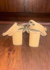 Stylish Tan Strappy Block Heels