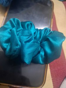 Teal Satin Scrunchie