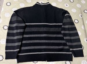 Vintage Striped Zip-Up Sweater