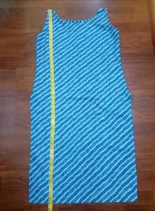 Blue Striped Sleeveless Kurti