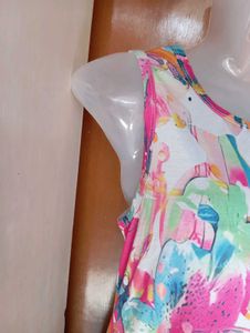 Vibrant Abstract Print Sleeveless Dress