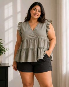 Chic Ruffle Sleeve Peplum Top
