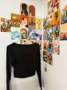 Black Cropped Long Sleeve Top