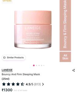 Pack of 1 LANEIGE Bouncy&amp;Firm Face Sleeping Mask w