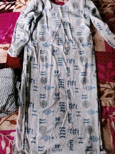 Stylish Blue Printed Kurta with Salwar