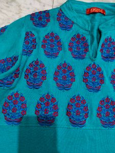 Teal Embroidered Kurti