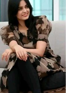 Floral Print Puff Sleeve Long Organza Kurta