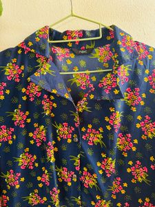 Navy blue Floral Print Maxi Dress