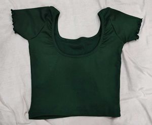 Front round neck,back deep neck,short sleeve crop