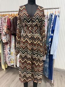 Boho Chevron Print Midi Dress