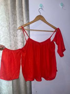 ❤️Chic Off-Shoulder Red Top