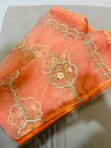 Elegant Peach Embroidered Dupatta