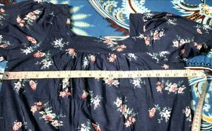 BLUE FLORAL SQUARE NECK FLUTTER SLEEVE TOP
