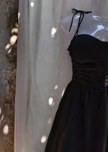 Chic Black Ruched Spaghetti Strap Dress