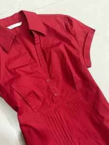 y2k Red Short Sleeve Collared Shirt
