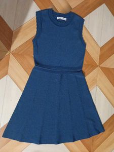 Navy Blue Sleeveless Fit & Flare Dress for Girls/W