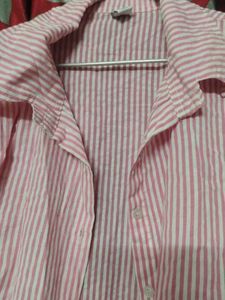 Pink Striped Button-Up Shirt