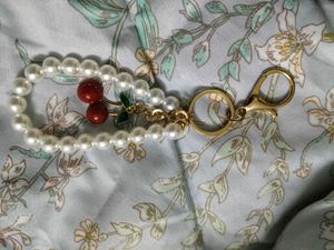 Pearl Keychain with Cherry Charm