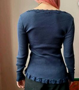 Beutiful Pintrest Branded Lacy Cardigan Ribbed Top