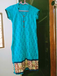 Vibrant Blue Paisley Print Kurta