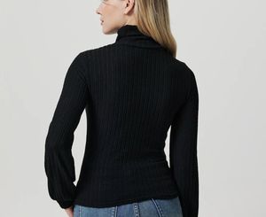 End Of Winter Sale ! Ribbed Cutout Turtleneck Top