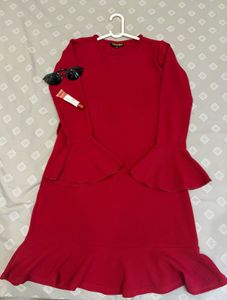 Chic Red Ruffle Dress