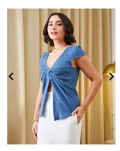 Shein Twist Front V-Neck Top