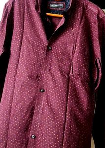 Men's Stylish Burgundy Printed Shirt