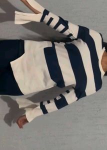 Blue and White Striped Bell Sleeve Top