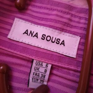 Women's Purple Striped Button-Up Shirt