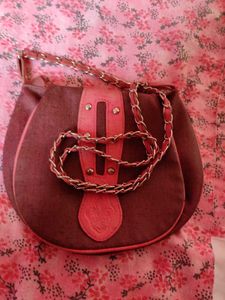 Vintage Brown & Pink Chain Bag