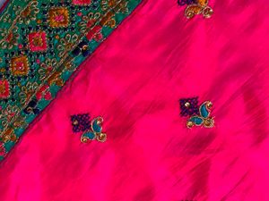 Vibrant Pink Embroidered Silk Saree
