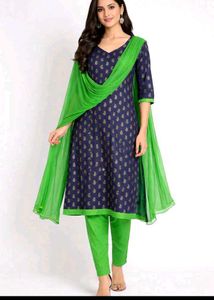 Elegant Navy Blue Kurta Set with Dupatta