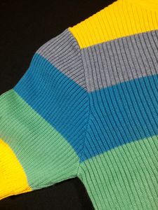 Multi Color Stripes High Neck Sweater Top