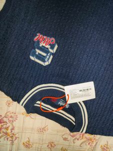 Navy Blue Sleeveless Knit Top with Patch