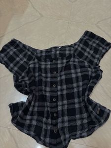 Chic Plaid Off-Shoulder Top