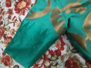 Beautiful Emerald Green saree with blouse