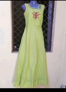 bust 38 Elegant Green Embroidered Ethnic Gown