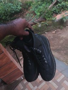 Black Leather Lace-Up Boots