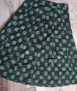 Green Lehenga Choli Set with Red Dupatta