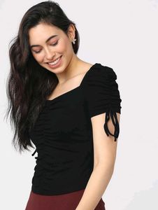 Chic Black Ruched Top