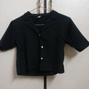 Black Button-Down Top