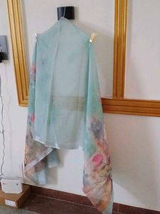 Elegant Floral Print Linen Dupatta