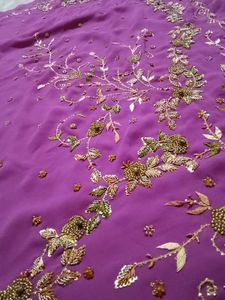 Ghungru in saree Stunning Embroidered Purple Sare