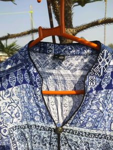 Blue & White Printed Kurti