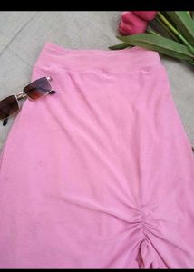 Bodycon Ruffle Skirt With Ruched Slit
