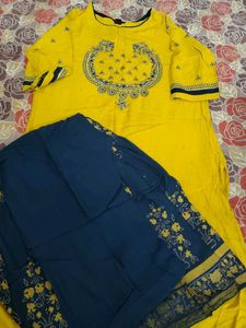 yellow & blue sharara set XL size