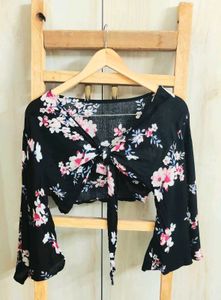 Floral Tie-Front Crop Top size-30-32