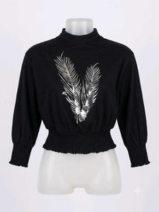 navy blue feathres metalic top